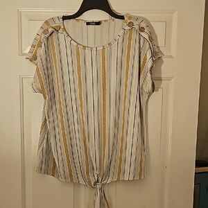 Women's Striped Top - Beige and Blue
